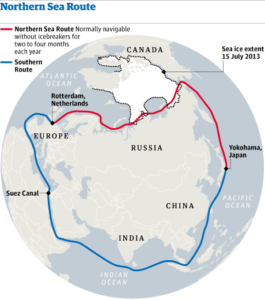 From Europe to Asia: Northern Sea Route and the current Southern Sea Route