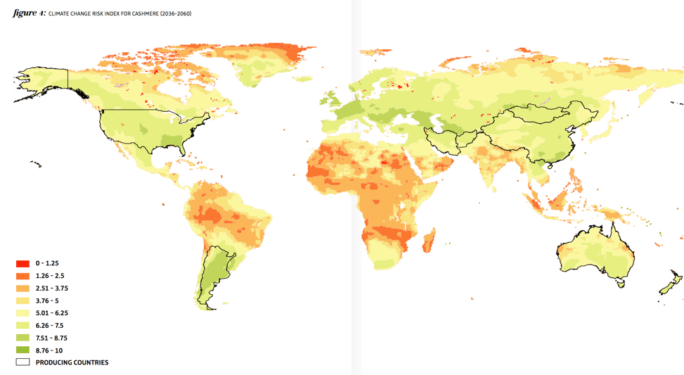 Desertification Risk for Cashmere (Darker Green = Higher Risk)