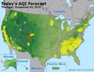 Figure 6: November 3rd, 2016 AQI Forecast [12]