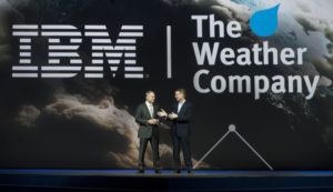 IBM Senior Vice President Bob Picciano, left, joins The Weather Company Chairman and CEO David Kenny as they announce IBM's acquisition of TWC. Source: http://fortune.com/2015/10/30/ibm-weather-channel-2/