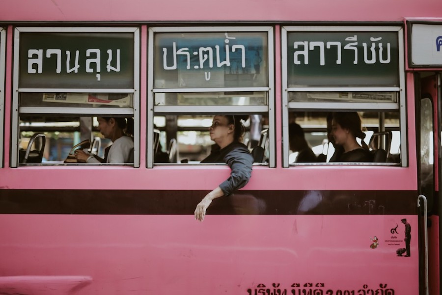 Women on bus in Thailand