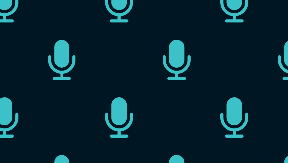 blue microphones on black background graphic