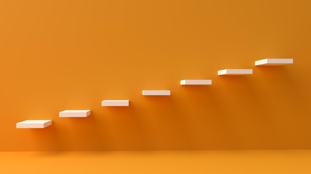 white stairs on an orange background